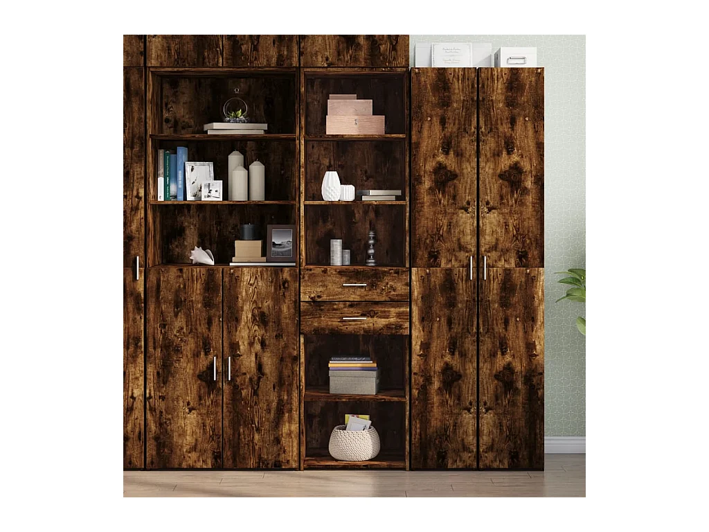 Buffet | Bahut | Meuble de rangement haut chêne fumé 50x42,5x185 cm bois d'ingénierie