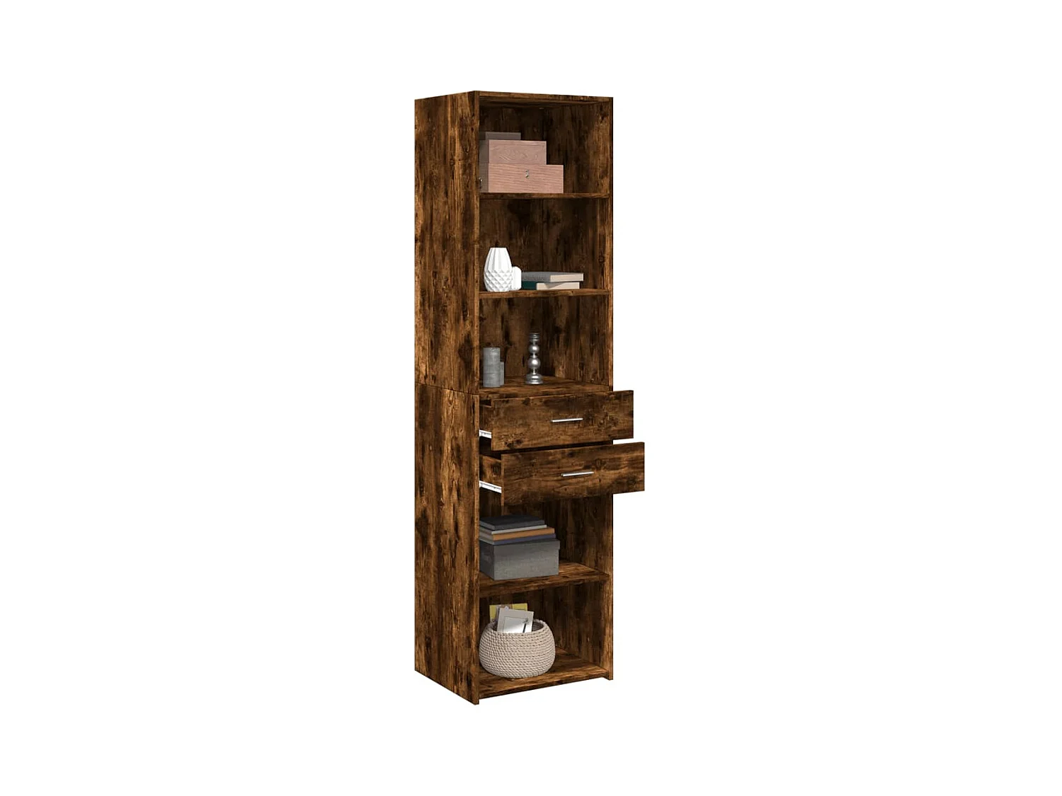 Buffet | Bahut | Meuble de rangement haut chêne fumé 50x42,5x185 cm bois d'ingénierie