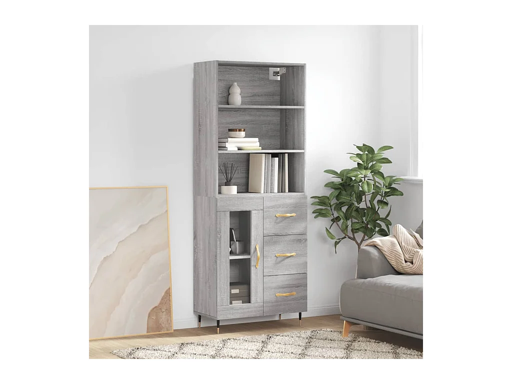 Credenza | Buffet | Armadio Grigio Sonoma 69,5x34x180 cm in Legno Multistrato