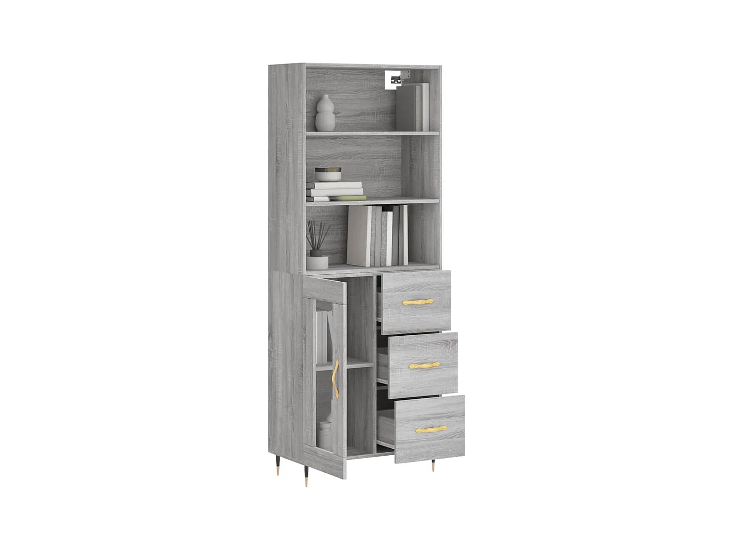 Credenza | Buffet | Armadio Grigio Sonoma 69,5x34x180 cm in Legno Multistrato