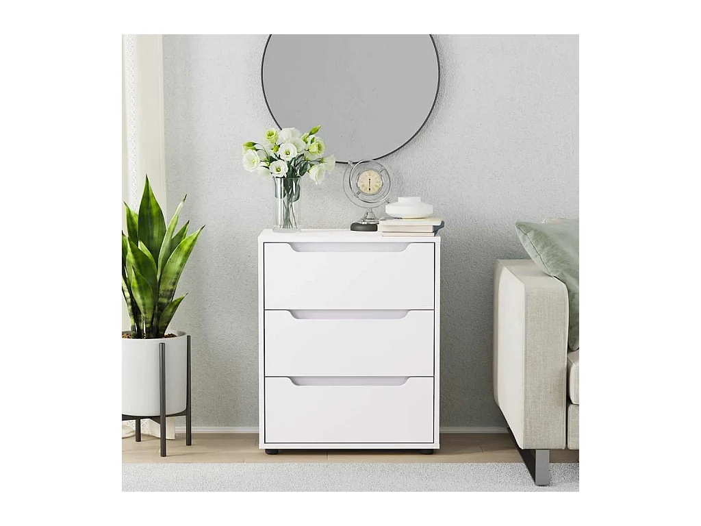 Buffet | Commode à tiroir | Meuble de rangement VISNES blanc 60x40x73 cm bois d'ingénierie