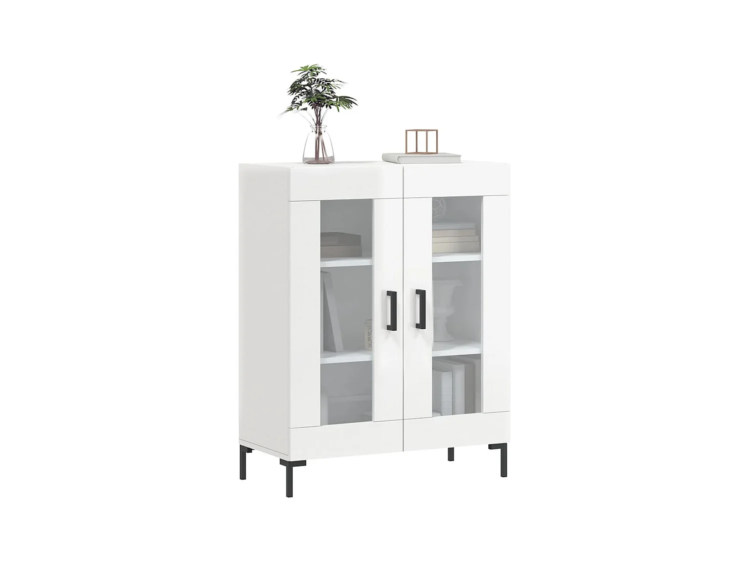 Credenza | Buffet | Armadio 69,5x34x90 cm in Legno Multistrato Bianco Lucido