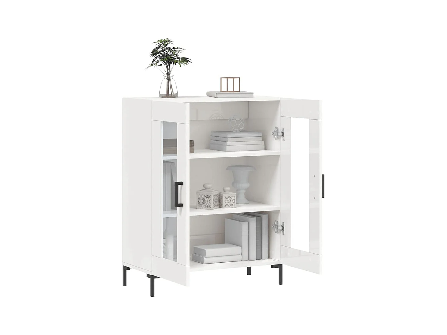 Credenza | Buffet | Armadio 69,5x34x90 cm in Legno Multistrato Bianco Lucido