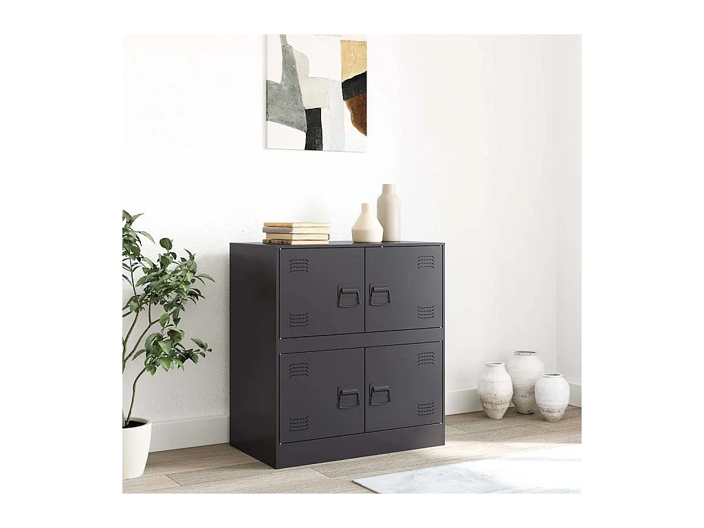 Buffet | Bahut | Meuble de rangement noir 67x39x73 cm acier