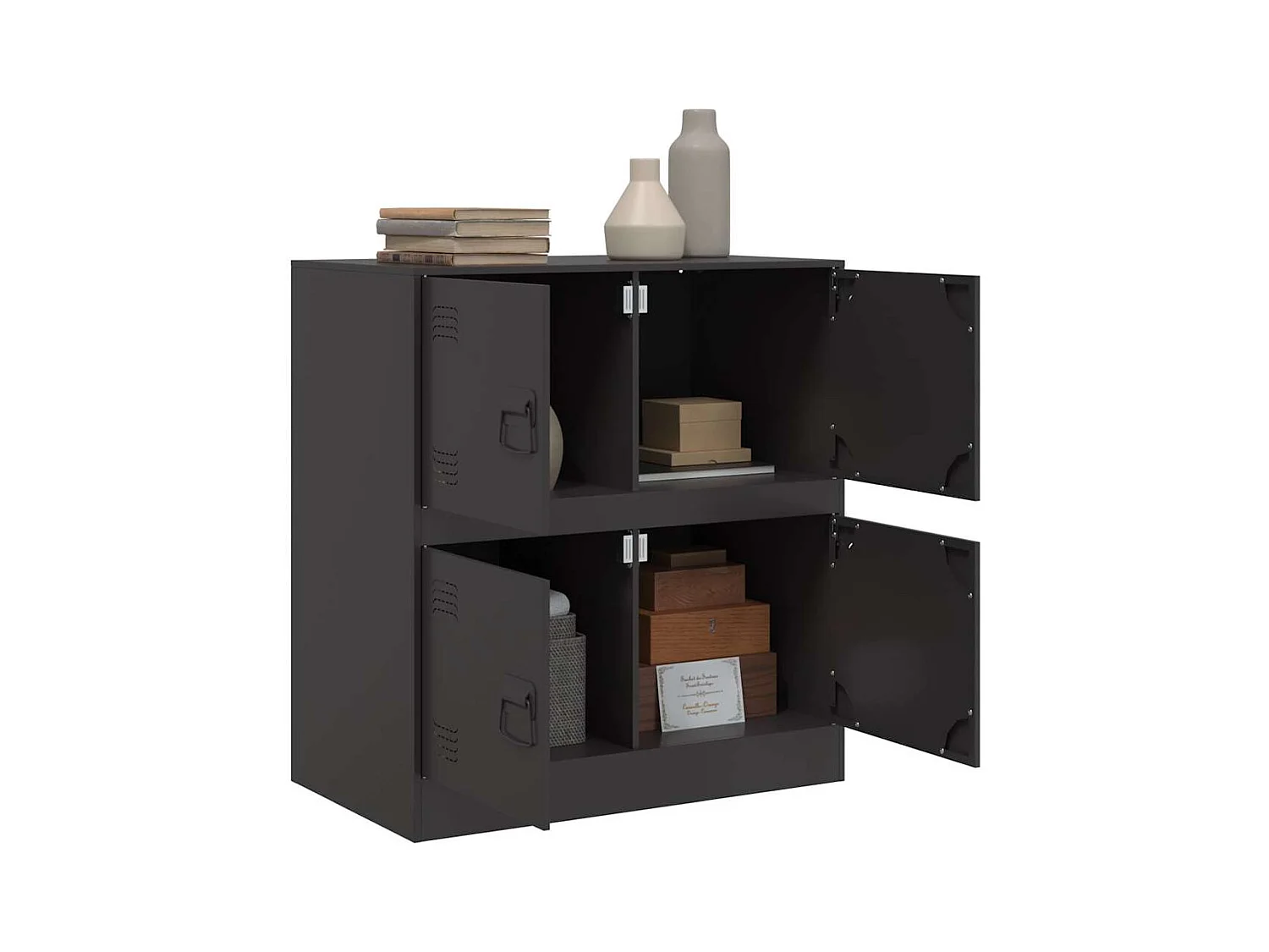 Buffet | Bahut | Meuble de rangement noir 67x39x73 cm acier