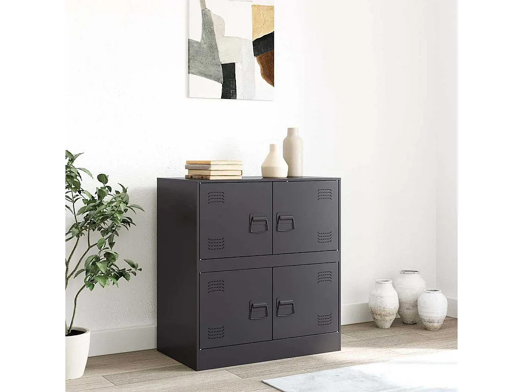 Buffet | Bahut | Meuble de rangement noir 67x39x73 cm acier