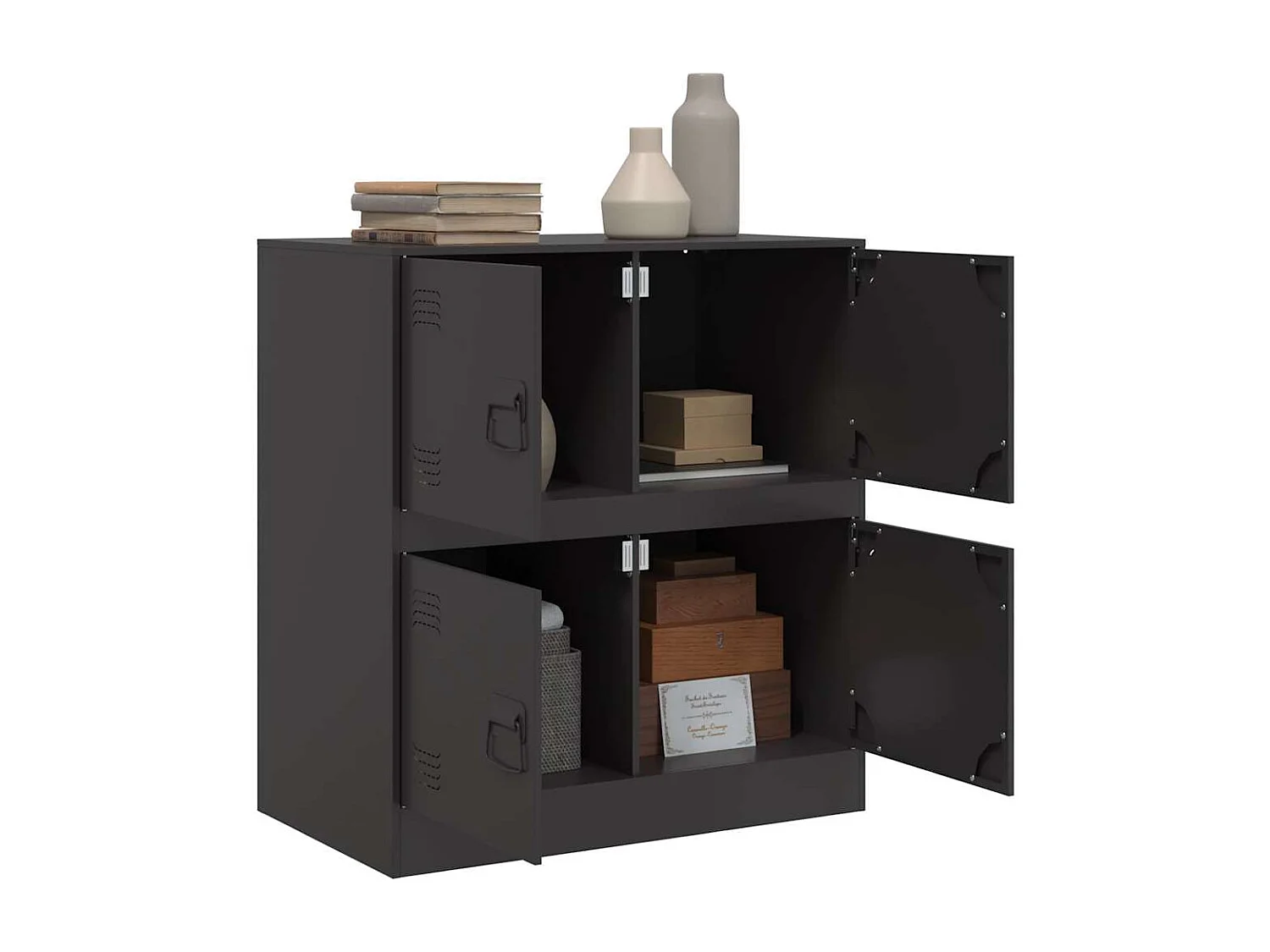 Buffet | Bahut | Meuble de rangement noir 67x39x73 cm acier