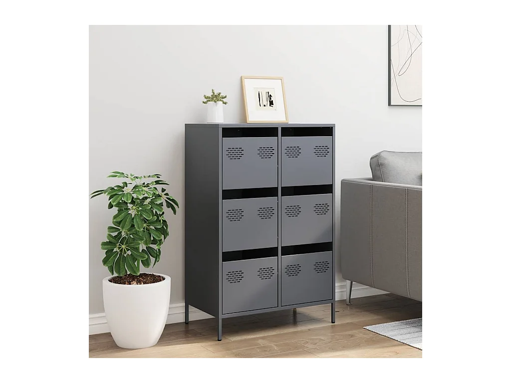 Credenza | Buffet | Armadio Antracite 68x39x101,5 cm Acciaio