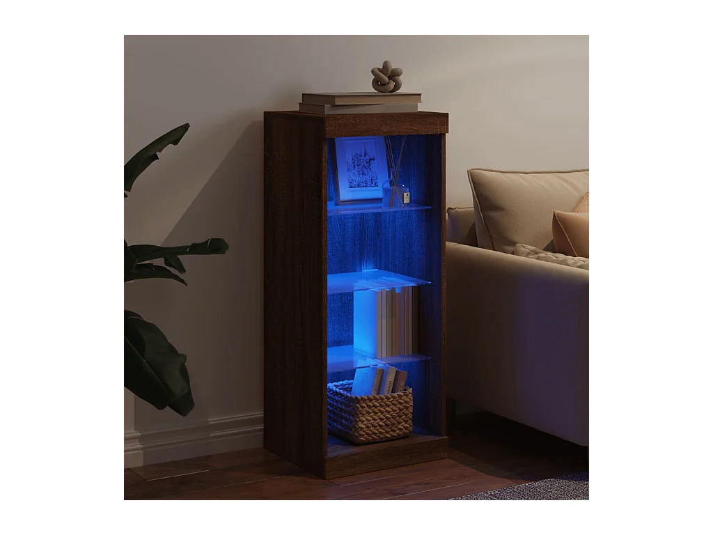 Buffet | Bahut | Meuble de rangement avec lumières LED chêne marron 41x37x100 cm