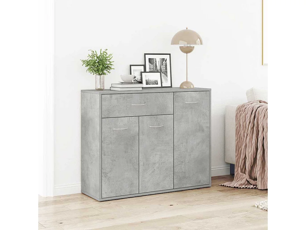 Buffet | Commode à tiroir | Meuble de rangement Gris béton 88x30x70 cm Bois d'ingénierie