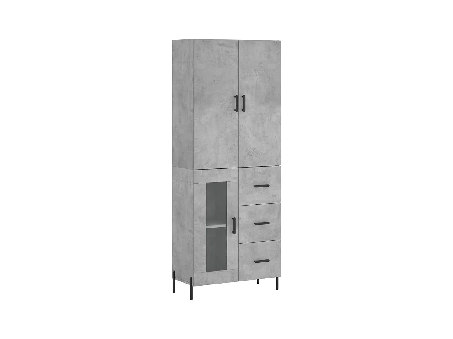 Buffet | Bahut | Meuble de rangement haut Gris béton 69,5x34x180 cm Bois d'ingénierie