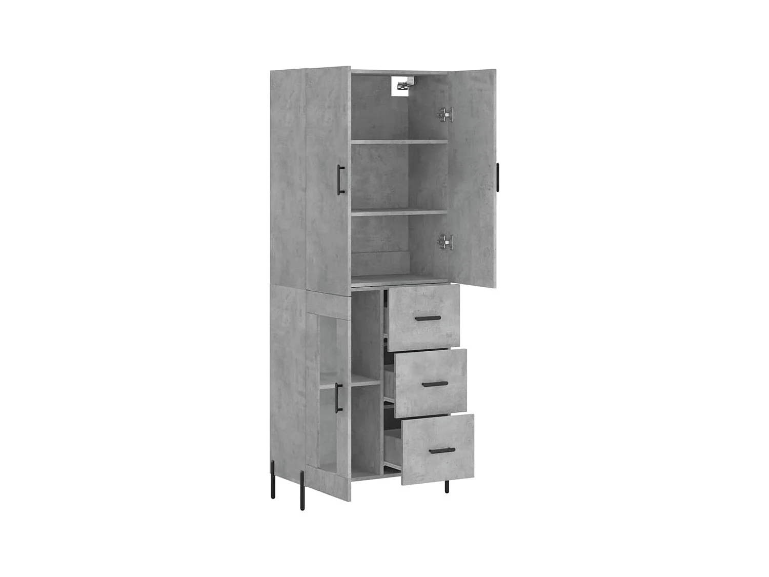 Buffet | Bahut | Meuble de rangement haut Gris béton 69,5x34x180 cm Bois d'ingénierie