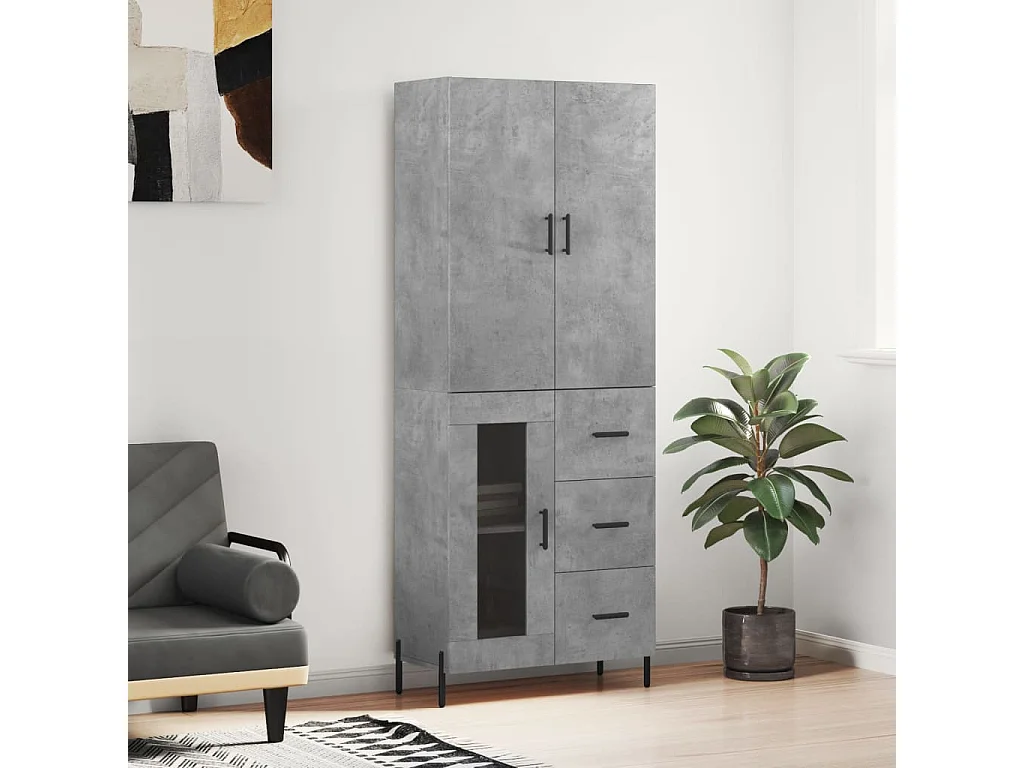 Credenza | Buffet | Armadio Grigio Cemento 69,5x34x180 cm in Legno Multistrato