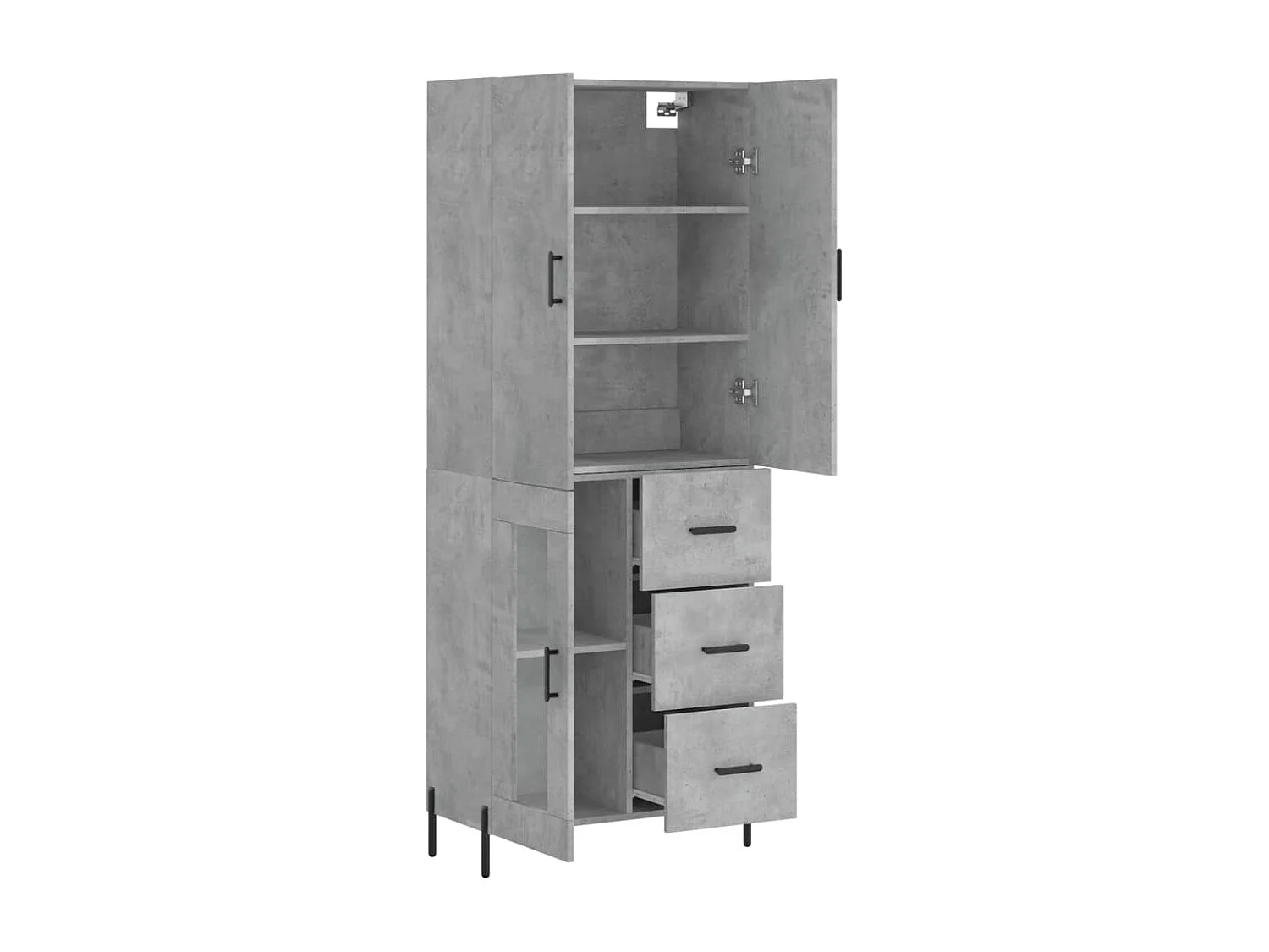 Credenza | Buffet | Armadio Grigio Cemento 69,5x34x180 cm in Legno Multistrato