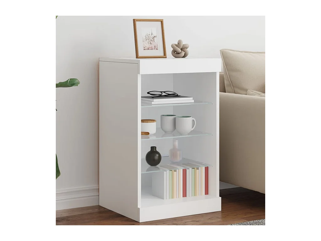 Buffet | Bahut | Meuble de rangement avec lumières LED blanc 41x37x67 cm