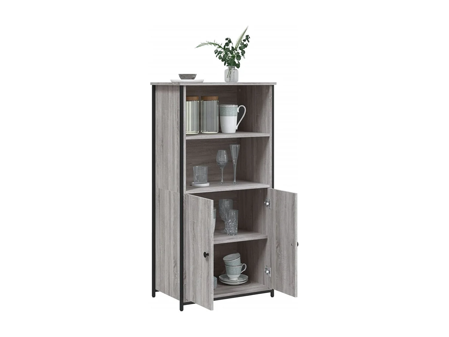 Credenza | Buffet | Armadio Grigio Sonoma 62x36x121,5 cm in Legno Multistrato