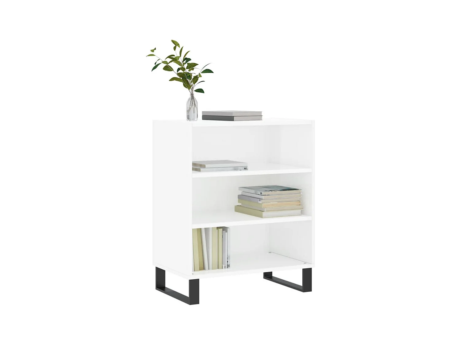 Buffet | Bahut | Meuble de rangement blanc brillant 57x35x70 cm bois d'ingénierie