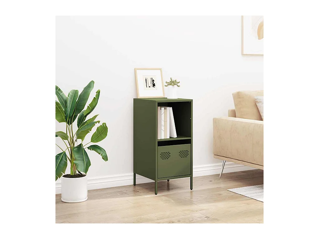Buffet | Commode à tiroir | Meuble de rangement vert olive 35x39x73,5 cm acier laminé à froid