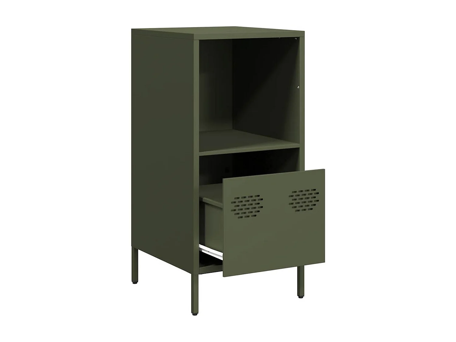 Credenza | Buffet | Armadio Verde Oliva 35x39x73,5 cm in Acciaio Laminato a Freddo