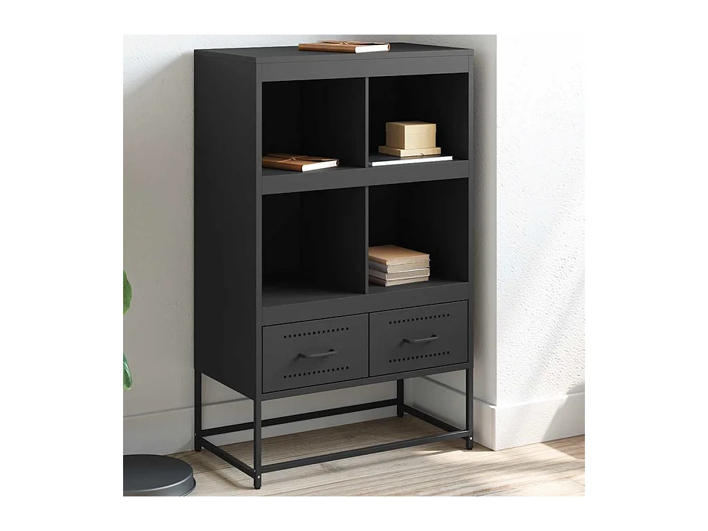 Buffet | Commode à tiroir | Meuble de rangement haut noir 68x39x111,5 cm acier