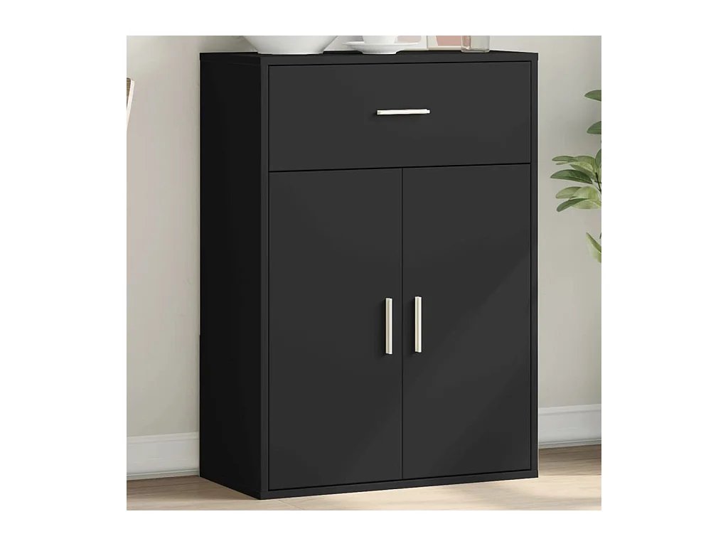 Credenza | Buffet | Armadio Nera 60x30x84 cm in Legno Multistrato
