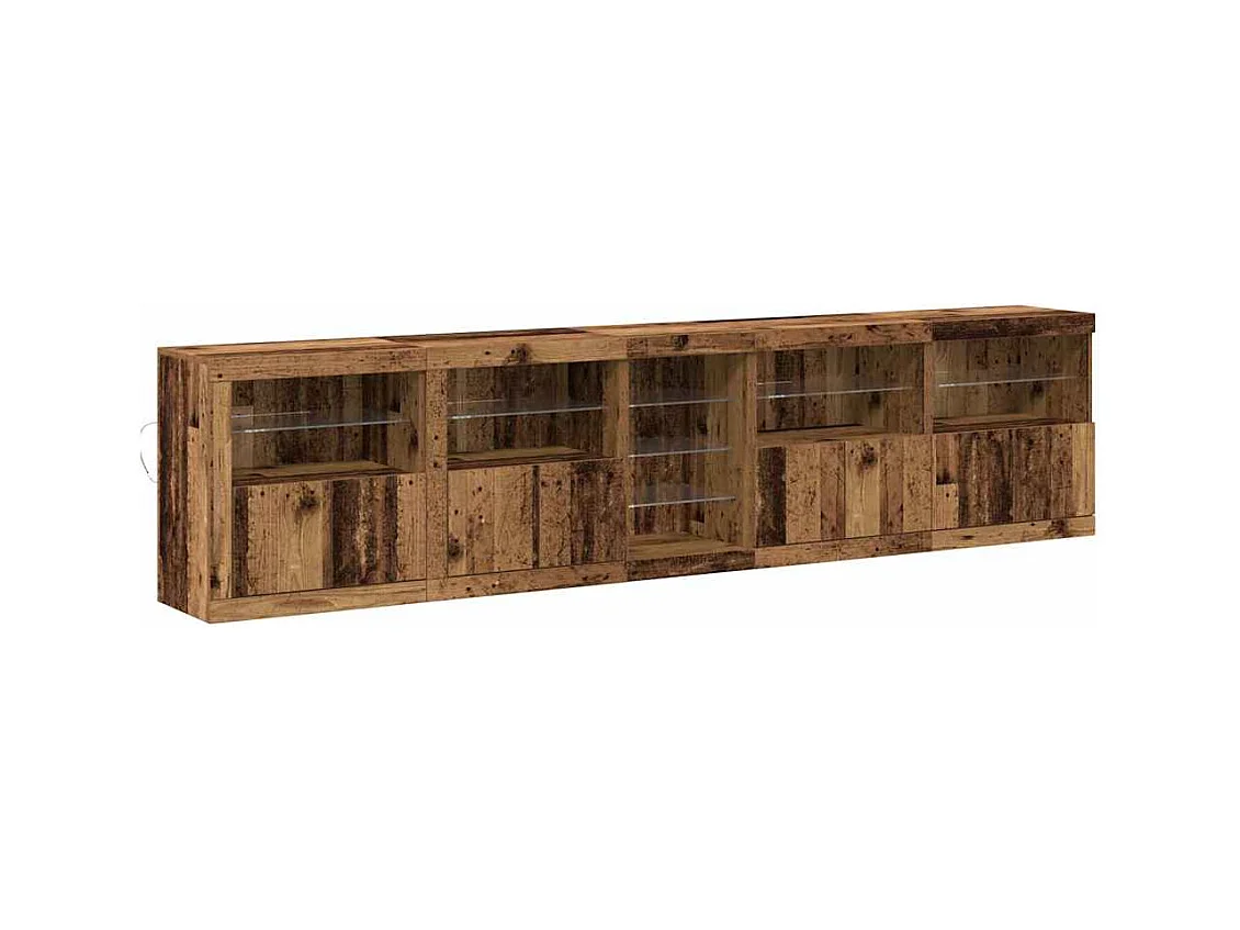 Buffet | Bahut | Meuble de rangement avec éclairage LED Bois ancien 283x37x67 cm Bois d'ingénierie