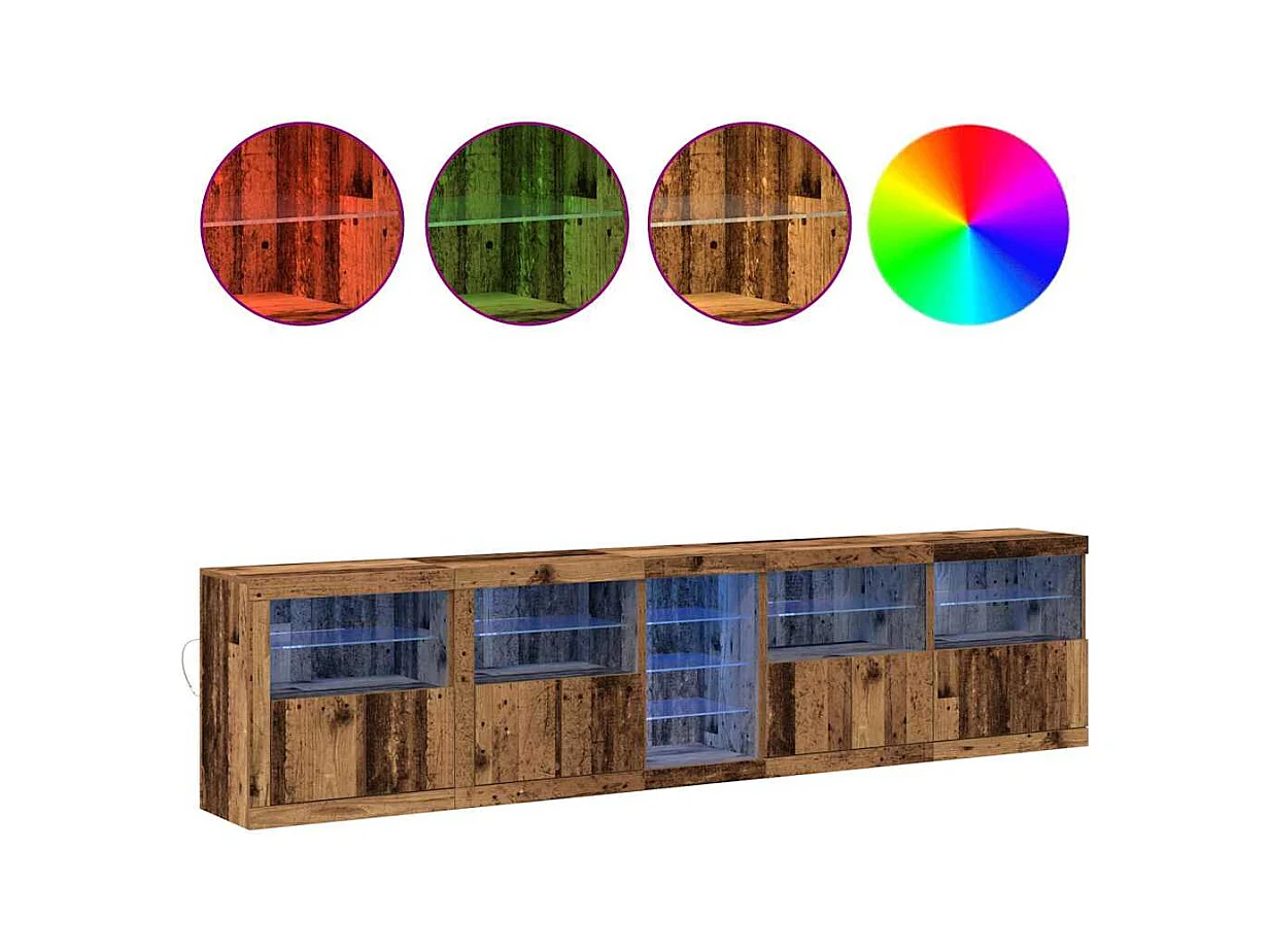 Buffet | Bahut | Meuble de rangement avec éclairage LED Bois ancien 283x37x67 cm Bois d'ingénierie