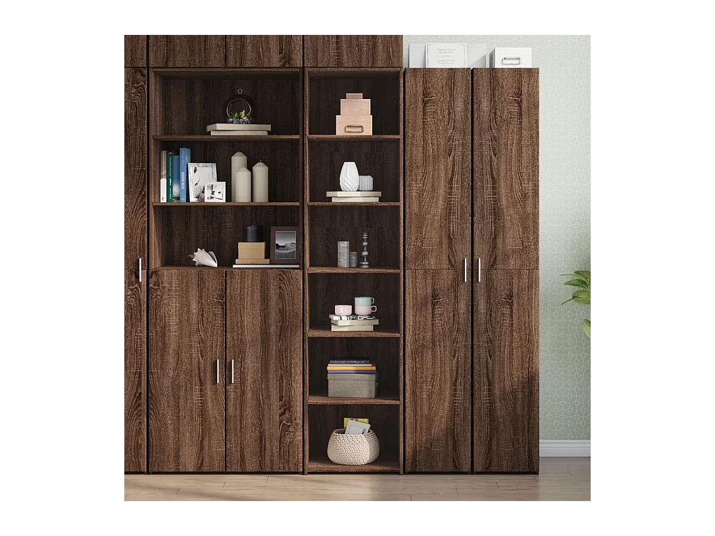 Credenza | Buffet | Armadio Rovere Marrone 45x41x185 cm in Legno Multistrato