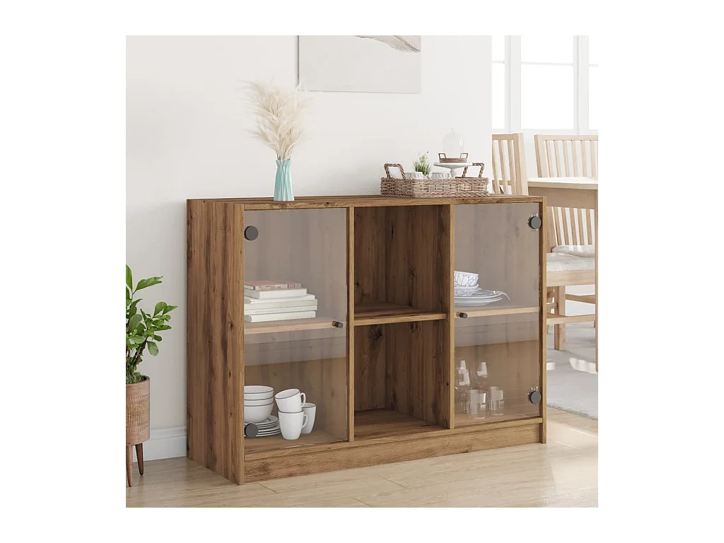Buffet | Bahut | Meuble de rangement chêne artisanal 102x37x75,5 cm bois d'ingénierie