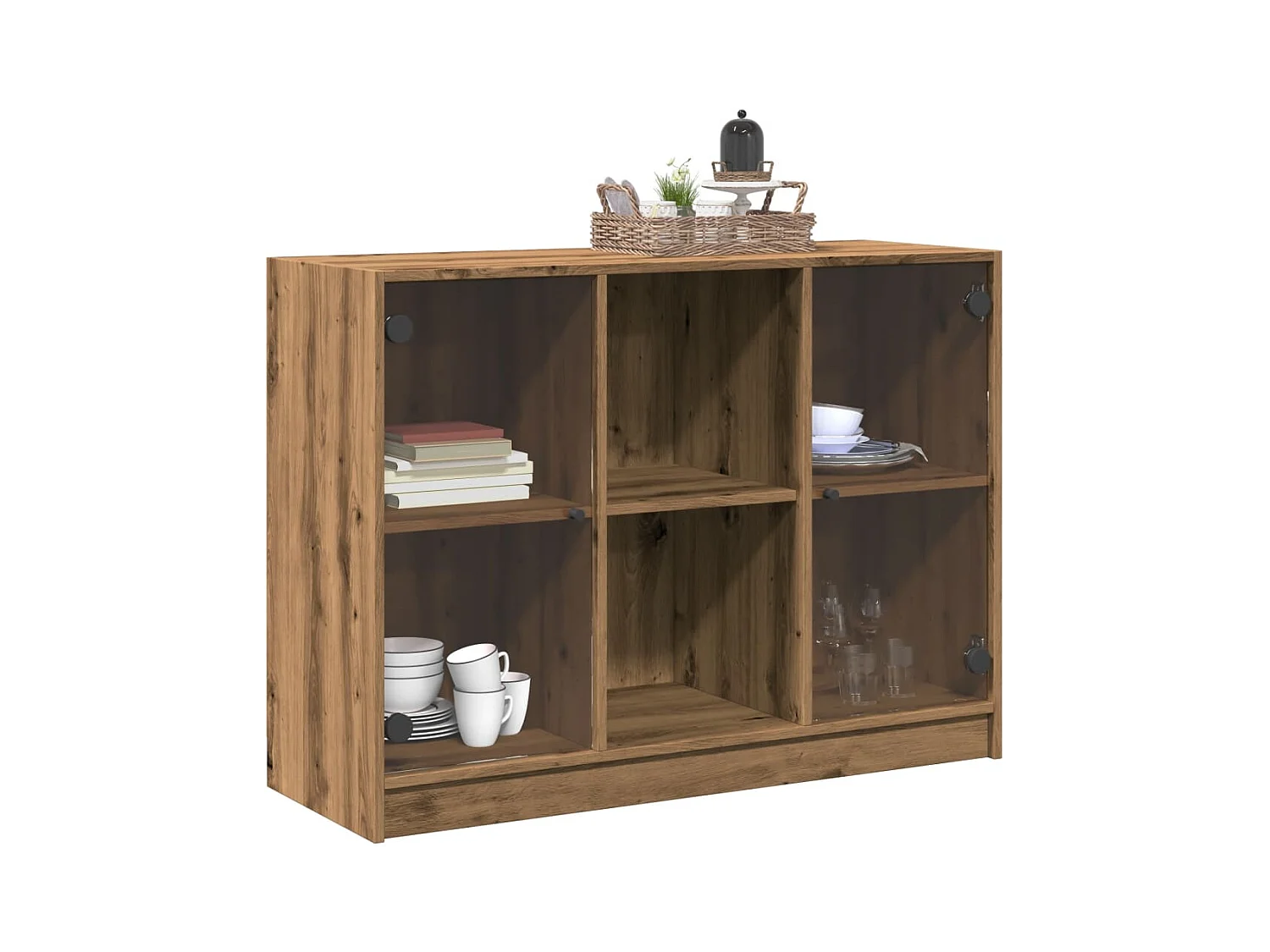 Buffet | Bahut | Meuble de rangement chêne artisanal 102x37x75,5 cm bois d'ingénierie