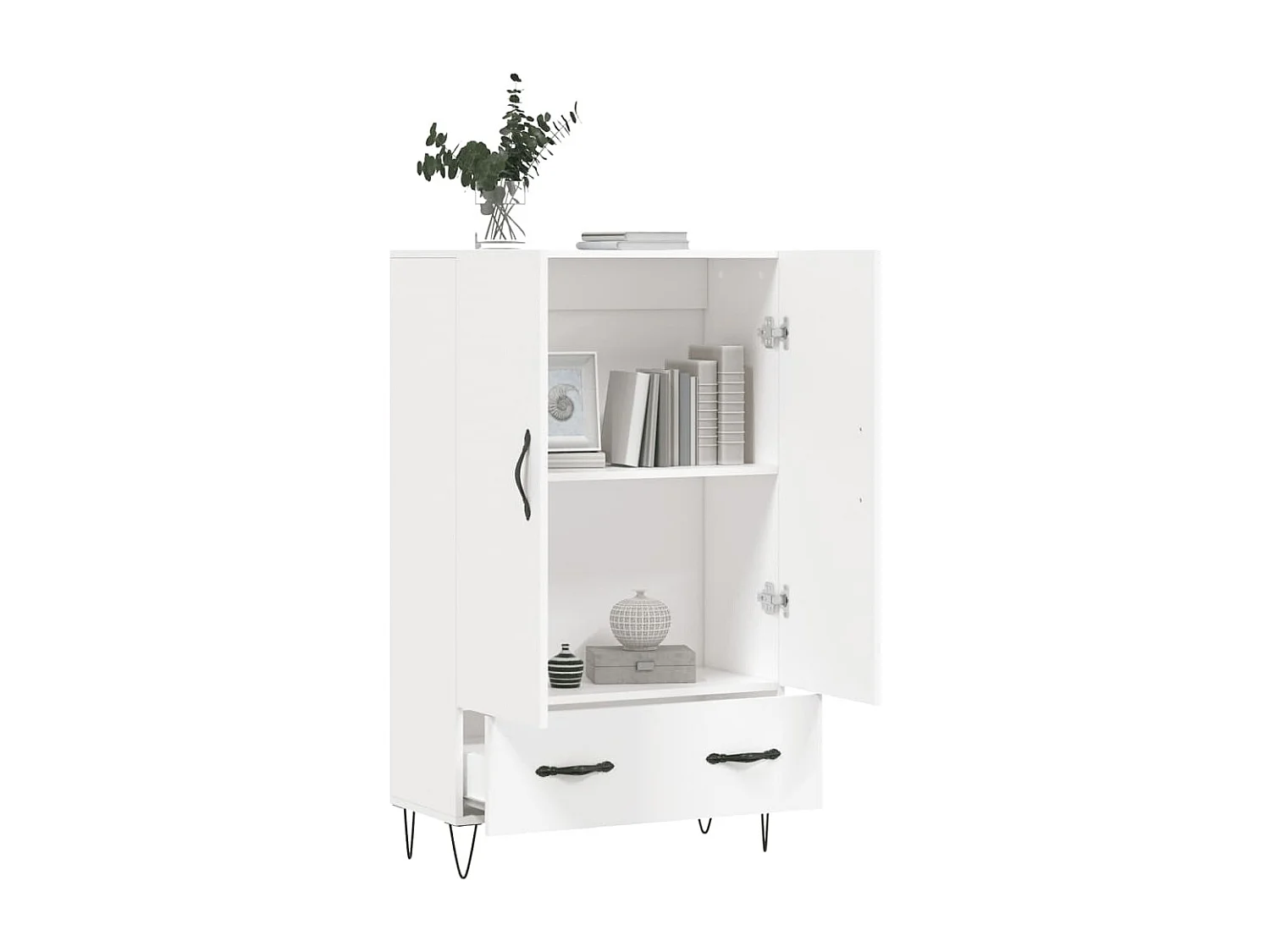 Buffet | Bahut | Meuble de rangement haut blanc 69,5x31x115 cm bois d'ingénierie