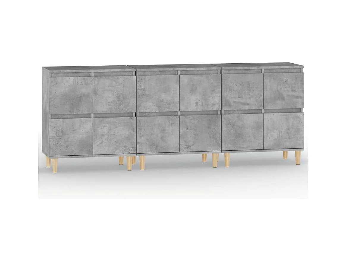 Credenze | Buffet | Armadi 3pz Grigio Cemento 60x35x70 cm in Legno Multistrato