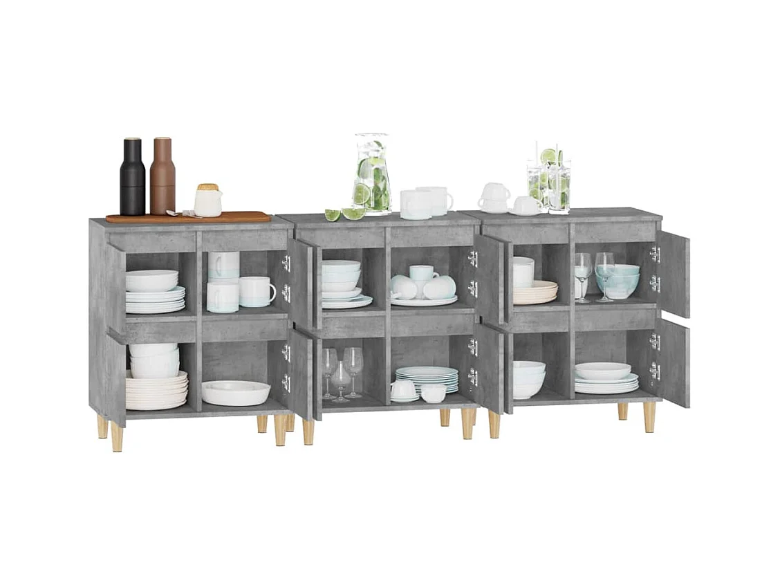 Credenze | Buffet | Armadi 3pz Grigio Cemento 60x35x70 cm in Legno Multistrato