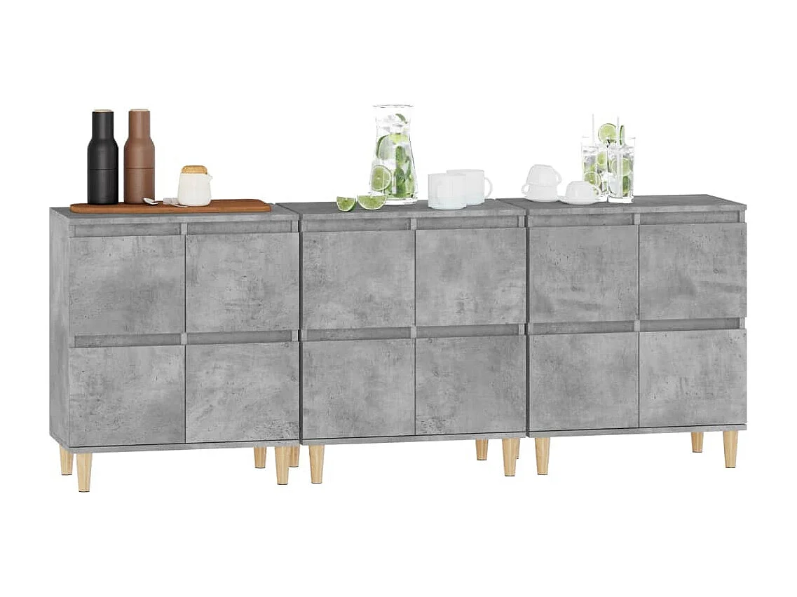 Buffets | Bahuts | Meuble de rangement 3 pcs gris béton 60x35x70 cm bois d'ingénierie