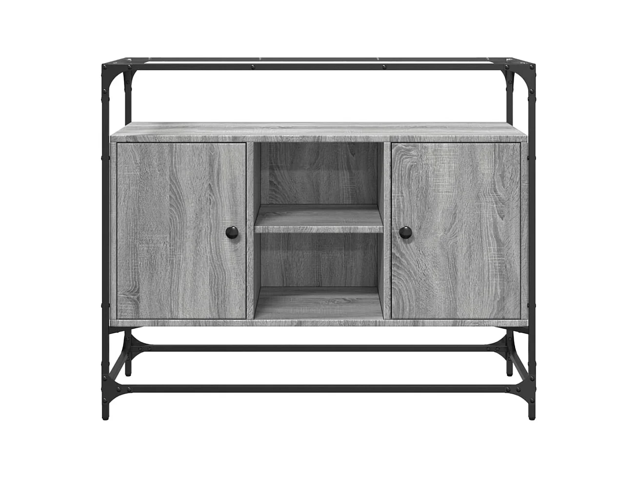 Credenza | Buffet | Armadio Piano Vetro Grigio Sonoma 98x35x81cm Legno Multistrato