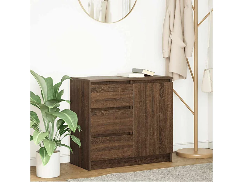 Credenza | Buffet | Armadio con Cassetto Rovere Marrone 71x35x65 cm in Truciolato
