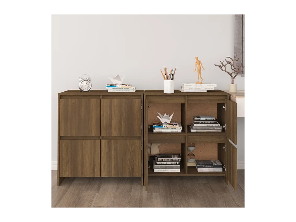 Buffets | Bahuts | Meuble de rangement 2 pcs Chêne marron 70x41x75 cm Bois d'ingénierie