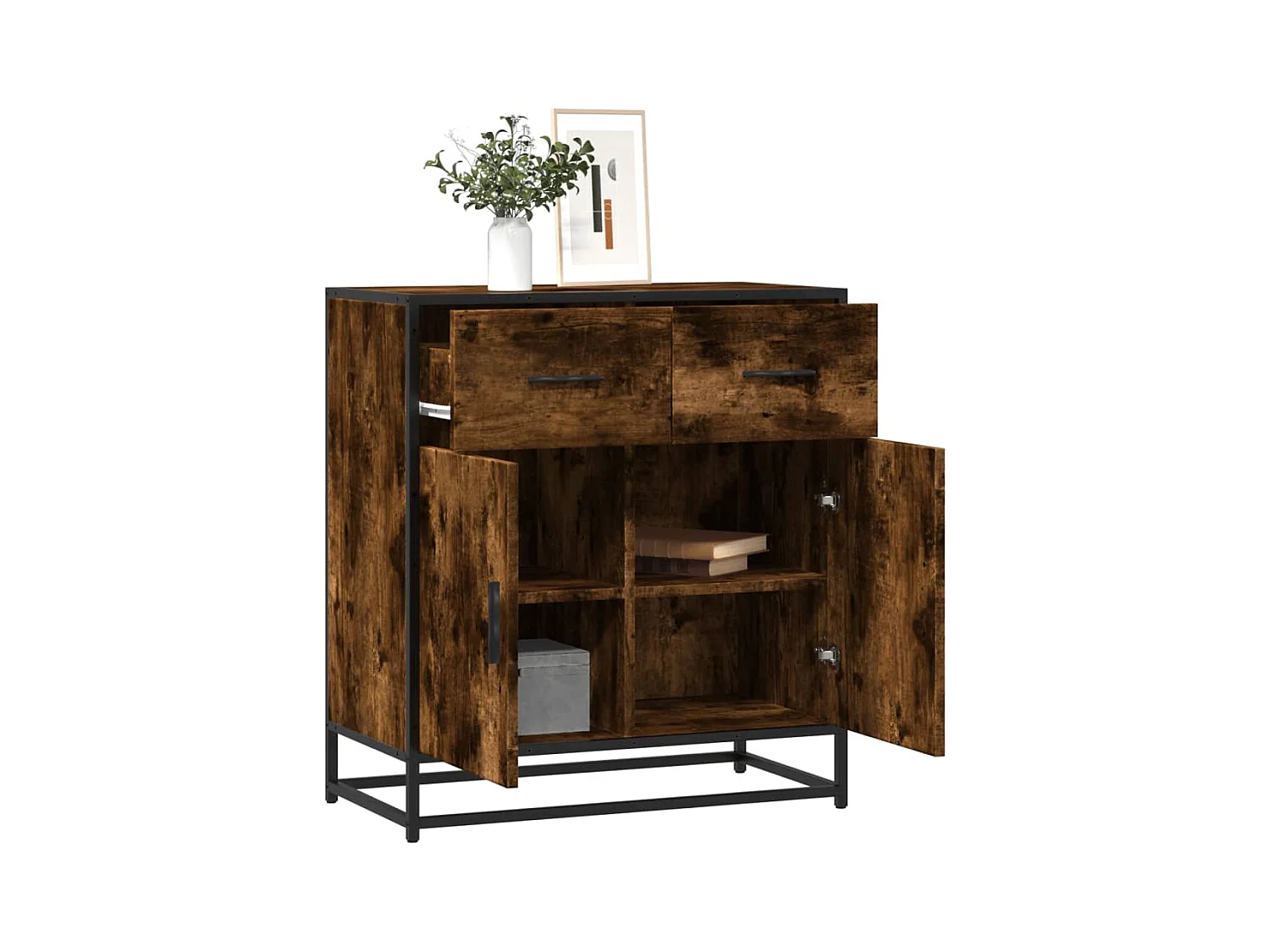 Credenza | Buffet | Armadio Rovere Fumo 68x35x76 cm in Legno Multistrato