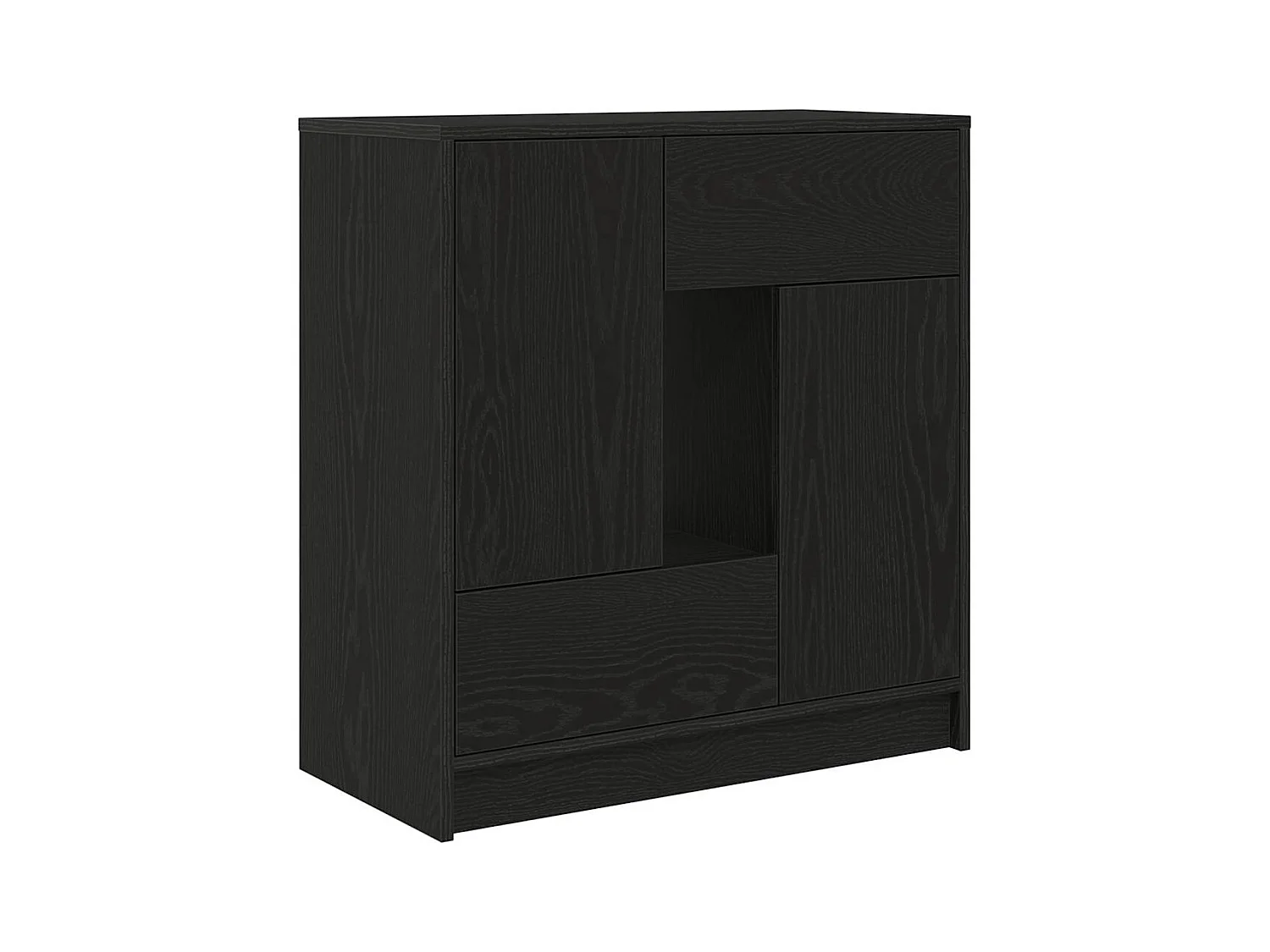 Buffet | Commode à tiroir | Meuble de rangement avec tiroirs et portes chêne noir 70,5x34x74,5 cm