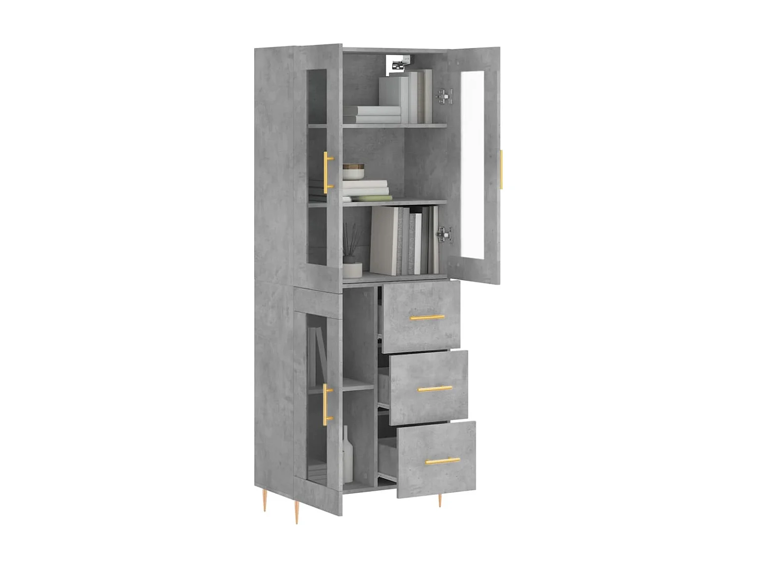 Buffet | Bahut | Meuble de rangement haut Gris béton 69,5x34x180 cm Bois d'ingénierie