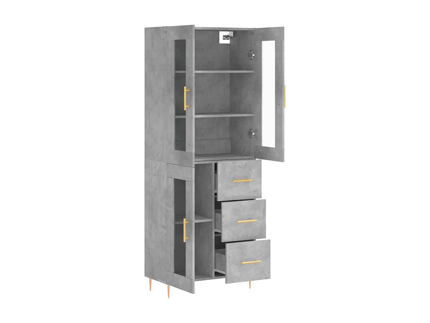 Buffet | Bahut | Meuble de rangement haut Gris béton 69,5x34x180 cm Bois d'ingénierie