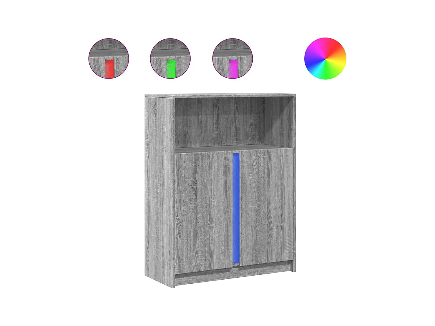 Credenza | Buffet | Armadio con LED Grigio Sonoma 77x34x100cm in Legno Multistrato