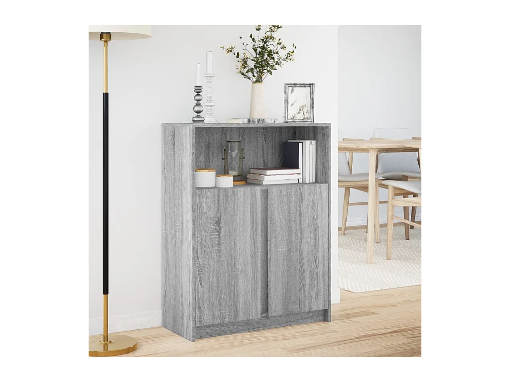 Credenza | Buffet | Armadio con LED Grigio Sonoma 77x34x100cm in Legno Multistrato