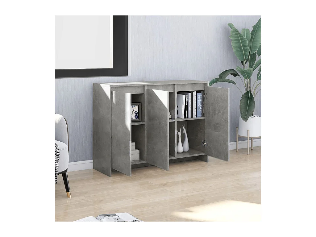 Credenza | Buffet | Armadio Grigio Cemento 102x33x75 cm in Truciolato