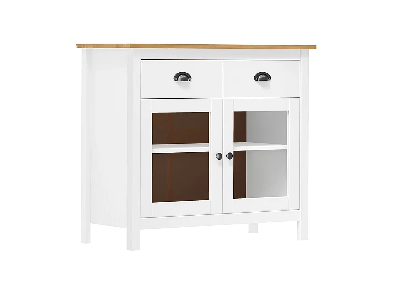 Credenza | Buffet | Armadio Hill Bianca 90x40x80 cm in Legno Massello di Pino