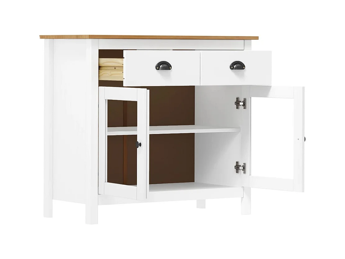 Buffet | Commode à tiroir | Meuble de rangement Hill Blanc 90x40x80 cm Bois de pin solide