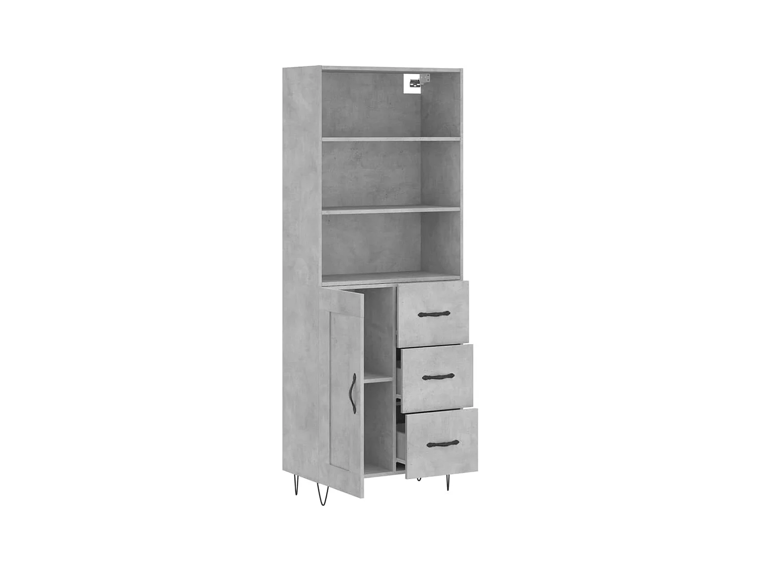 Buffet | Bahut | Meuble de rangement haut Gris béton 69,5x34x180 cm Bois d'ingénierie