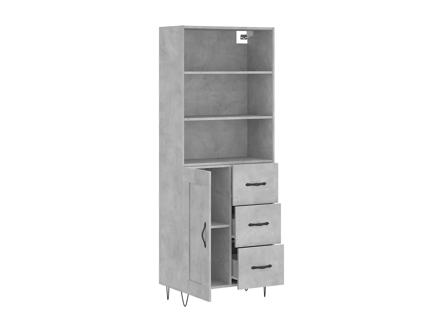 Buffet | Bahut | Meuble de rangement haut Gris béton 69,5x34x180 cm Bois d'ingénierie