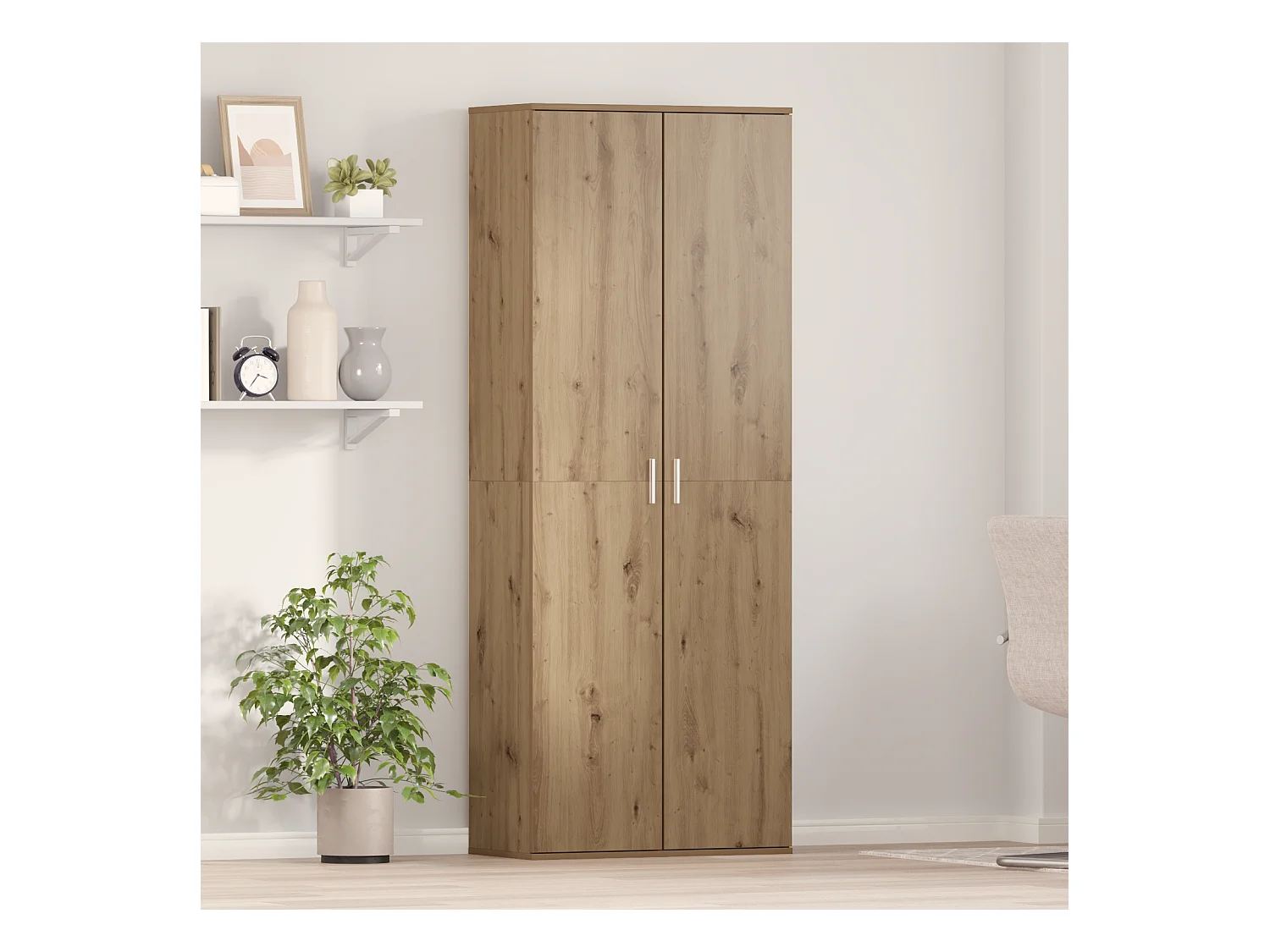 Highboard | Credenza| Armadio alto Rovere Lavorato a Mano 70x35x180 cm Legno Ingenerizzato