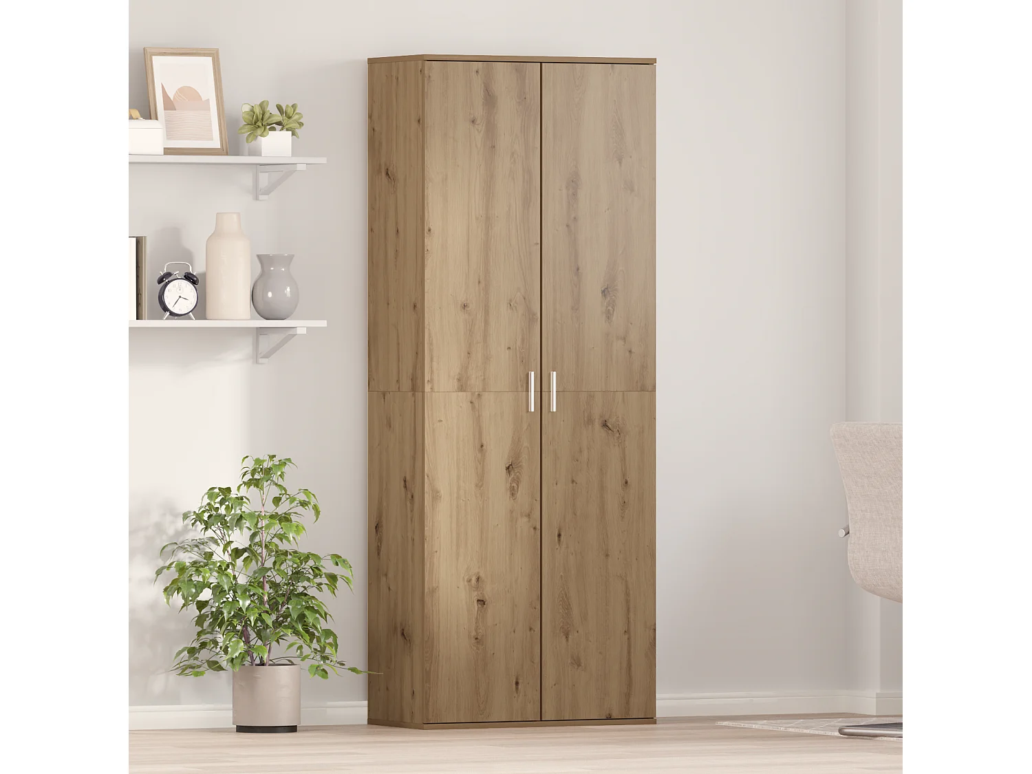 Highboard | Credenza| Armadio alto Rovere Lavorato a Mano 70x35x180 cm Legno Ingenerizzato